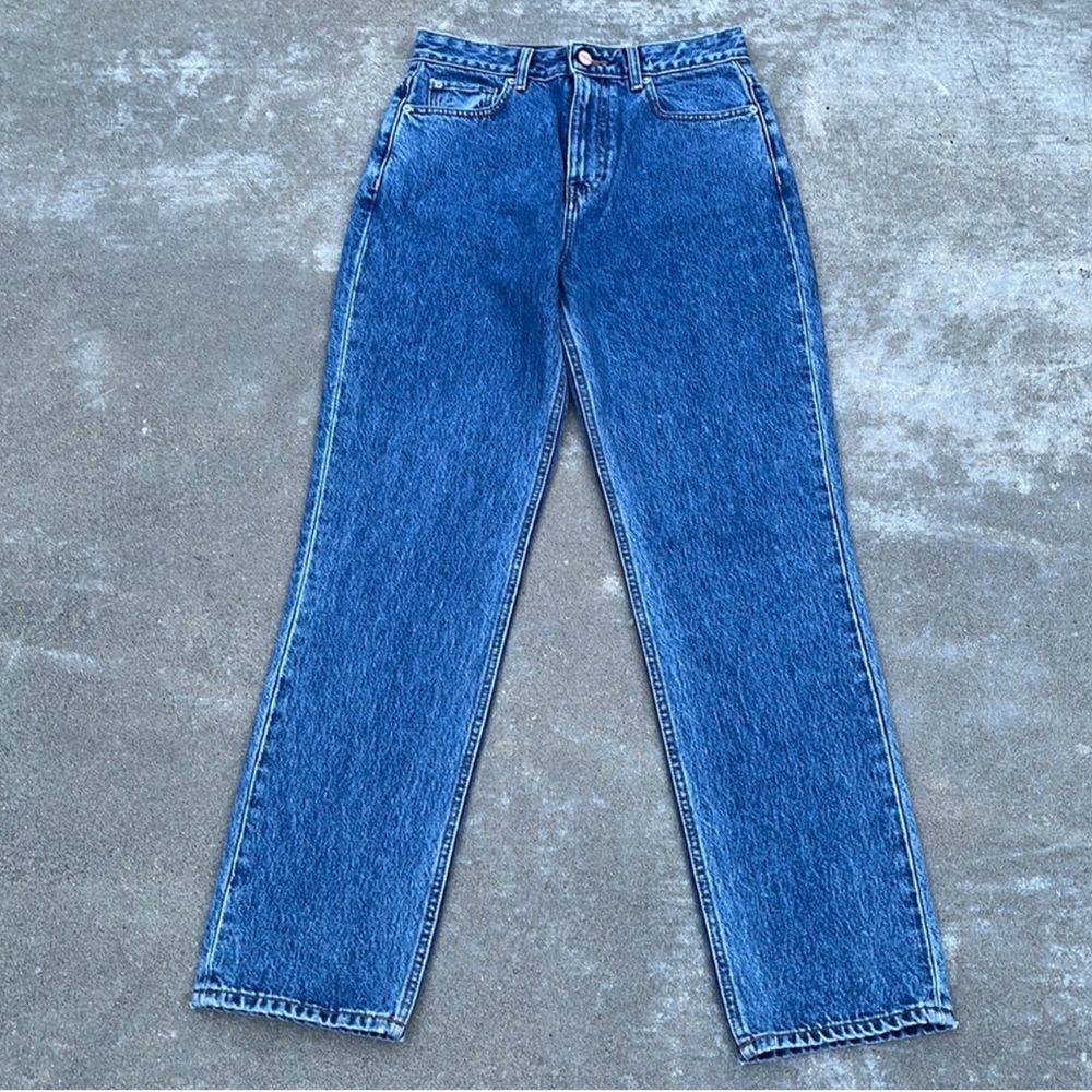 NWT GANNI Swigy Straight Leg Jeans in Mid Blue Stone